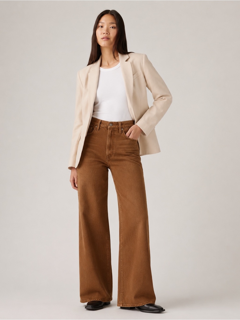 Levi’s Ribcage Wide Leg Jeans 26 Brown High Rise